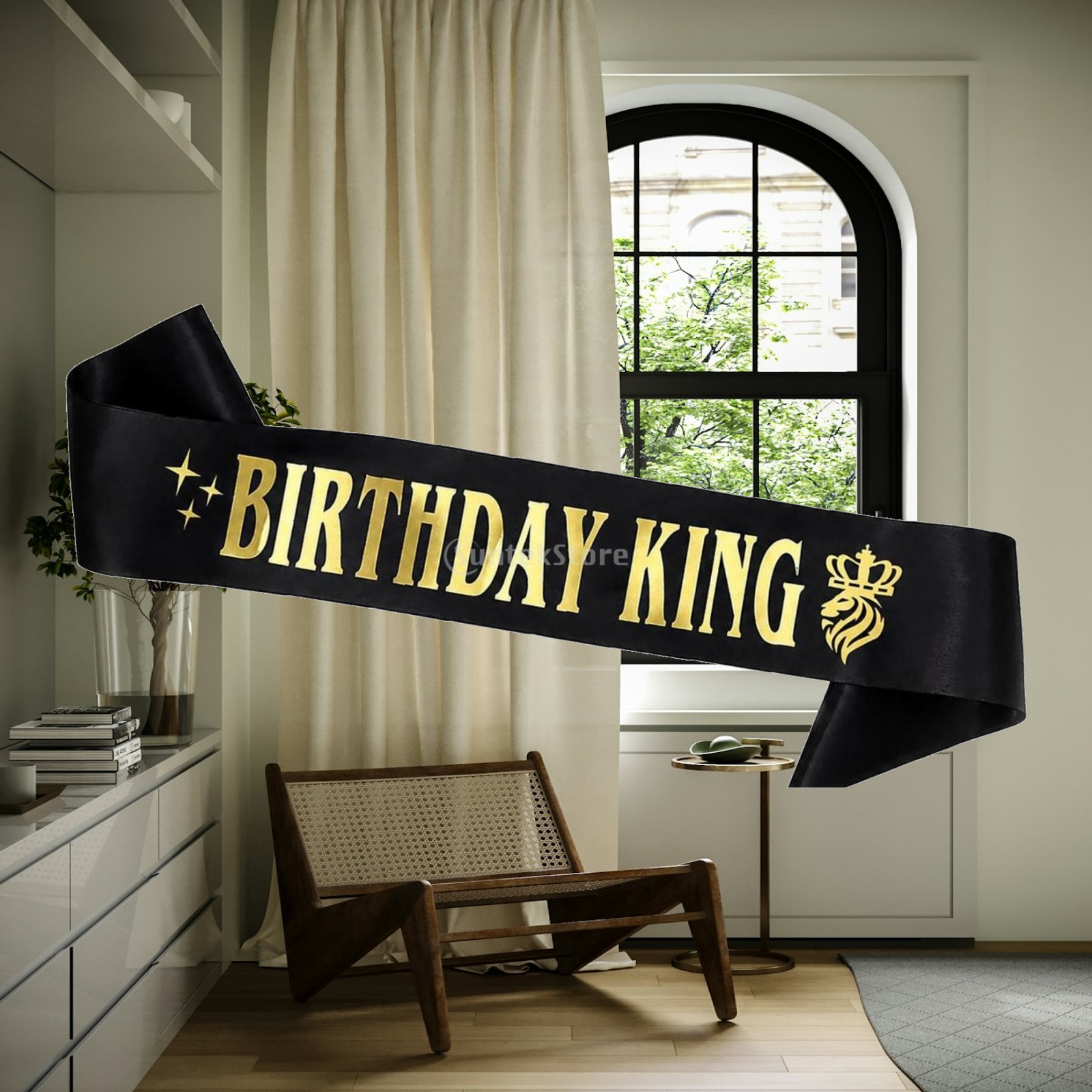 Birthday Sash Glitter - มงกุฎปาร์ตี้กลิตเตอร์ สายคาดเอววันเกิดธีมราชา อุปกรณ์ตกแต่งสำหรับงานปาร์ตี้ธีมราชาสำหรับผู้ใหญ่ เหมาะสำหรับงานเฉลิมฉลองและโอกาสสำคัญ