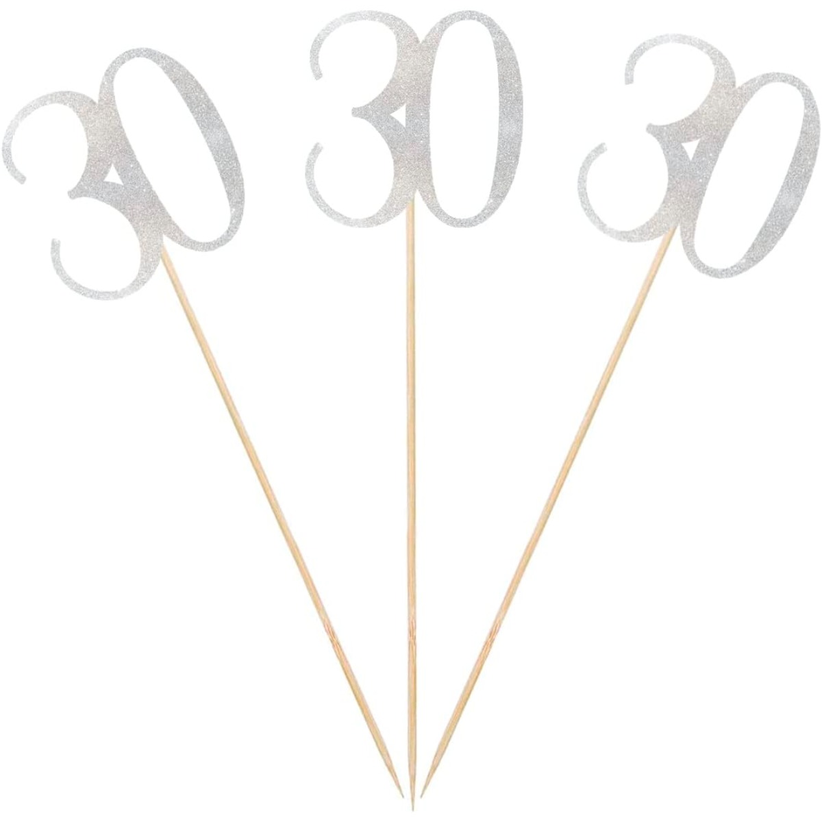 Centerpiece Stick - แท่งประดับตกแต่งวันเกิดครบรอบ 30 ปี สีเงิน 9 ชิ้น