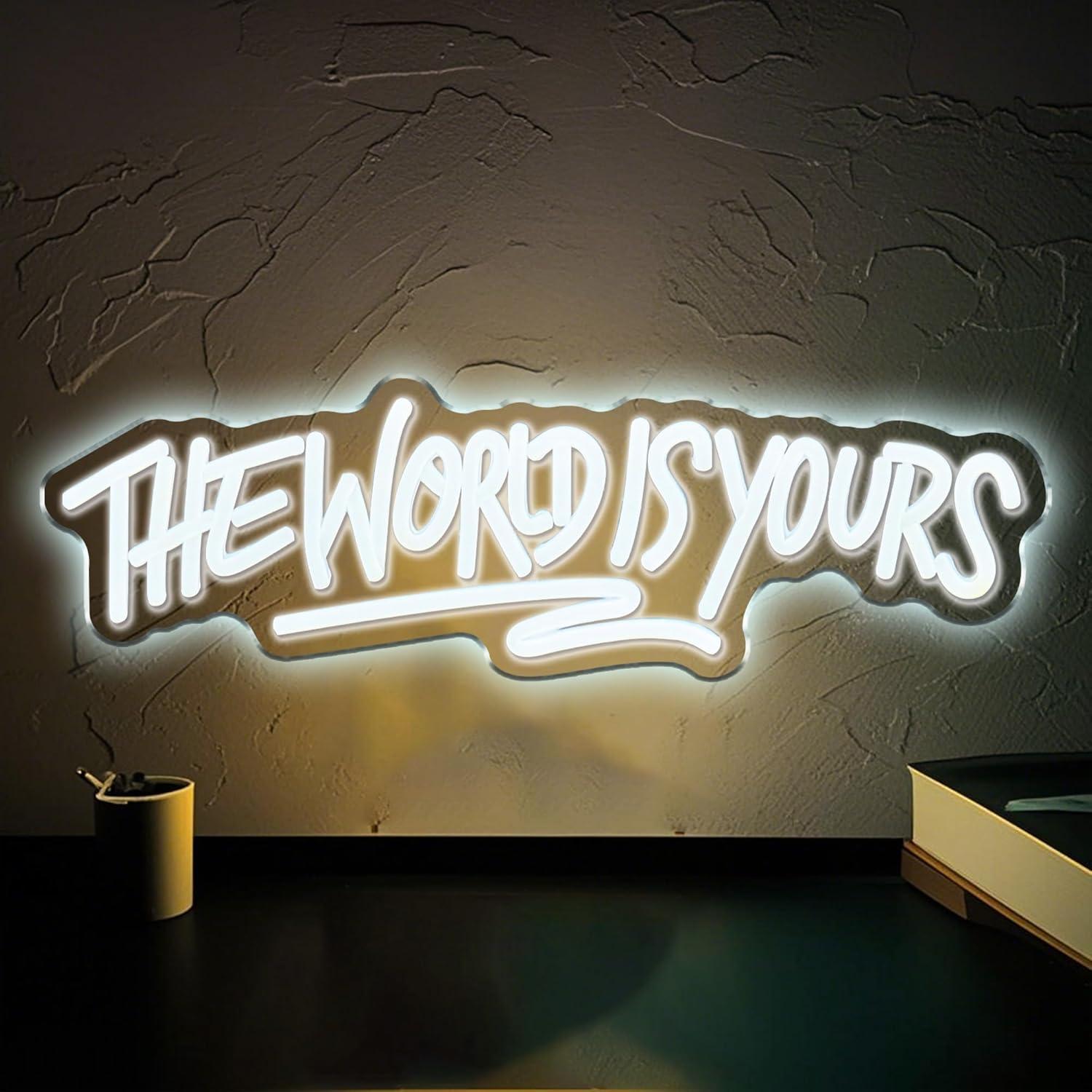 Neon Sign Party - ป้ายไฟนีออน The World is Yours ใช้พลังงานจาก