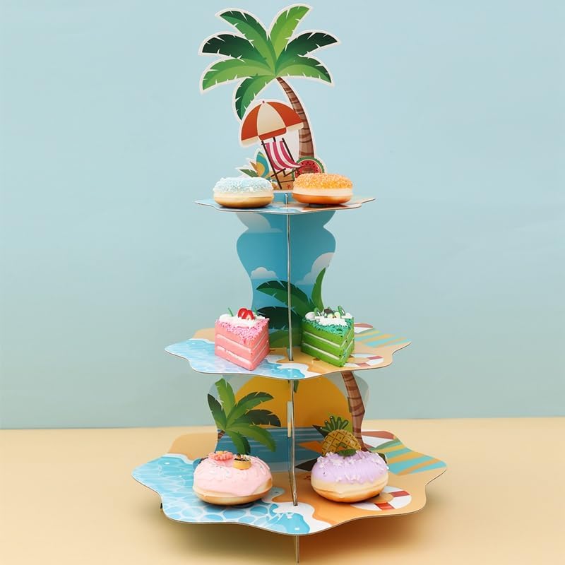 Cupcake Stand Tier - 3 ชั้น Hawaiian Beach Cupcake Stand