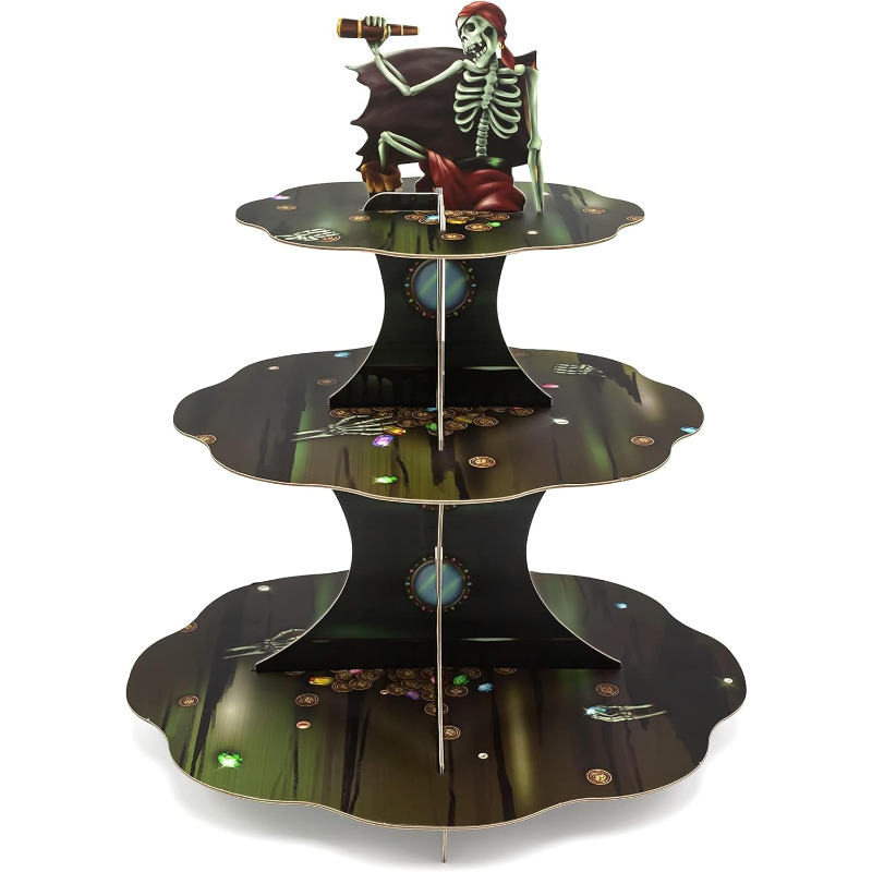 ถาดเสิร์ฟเค้กรูปหัวกะโหลกโจรสล - Cupcake Stand Tier บทวิจารณ์และราคา