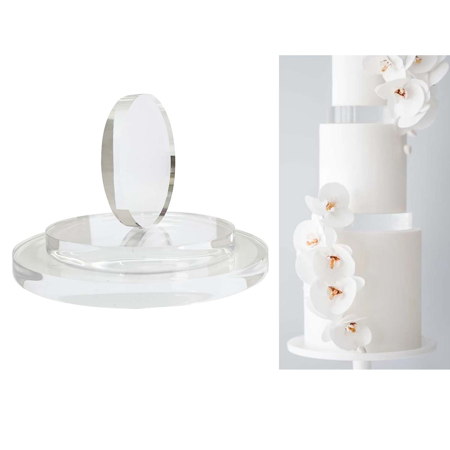 15 มม.หนาขัดเงารอบอะคริลิคเค้ก - Cupcake Stand Tier บทวิจารณ์และราคา